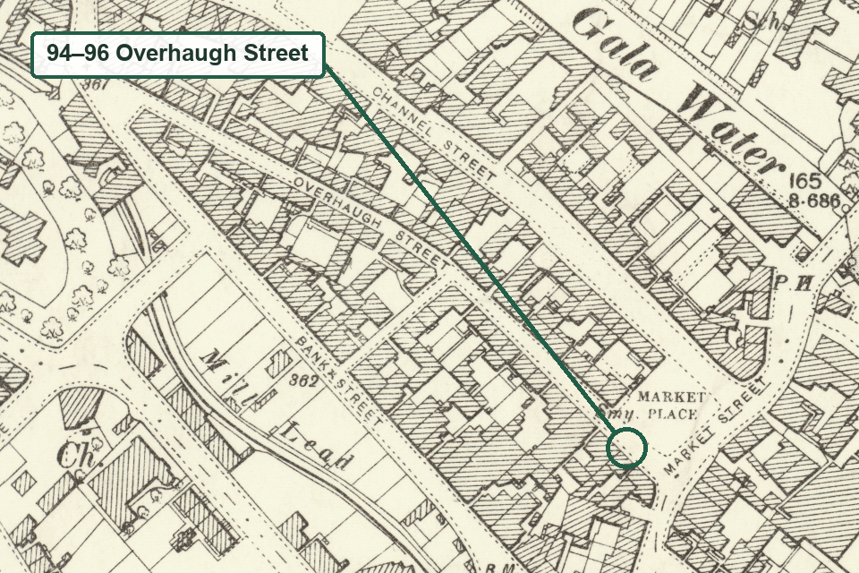 Historic Ordnance Survey map centred on 94 to 96 Overhaugh Street