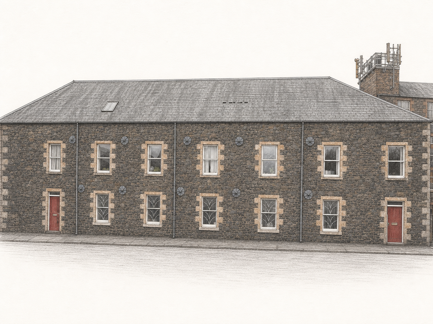 Illustrative architectural study of Morrison and Murray’s engineering works, Roxburgh Street